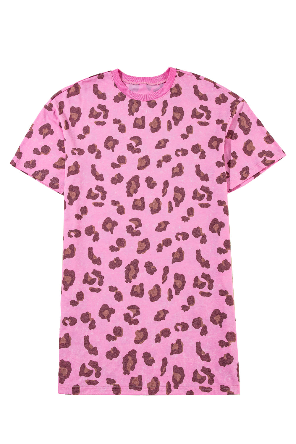 Pink Leopard Mineral Wash Side Pocket T Shirt Mini DressMaterial:65%Polyester+30%Cotton+5%Elastane

• Embrace your inner wild side with the dress, perfect for adding a pop of color to your wardrobe.
• Stay comfortable a