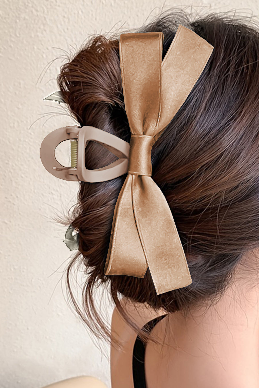 Mist Green Solid Color Ribbon Bow Decor Hair Clip