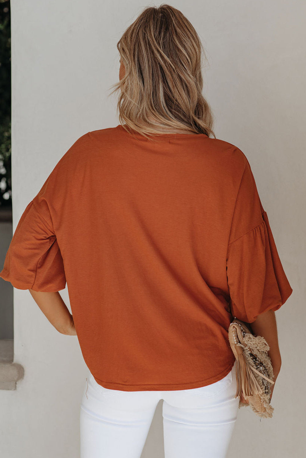 Orange Solid Color Casual Bishop Sleeve BlouseMaterial:62%Polyester+32%Cotton+6%Elastane



		Effortlessly chic, this orange bishop sleeve blouse is perfect for both casual and dressy occasions.
	
	
		Eleva