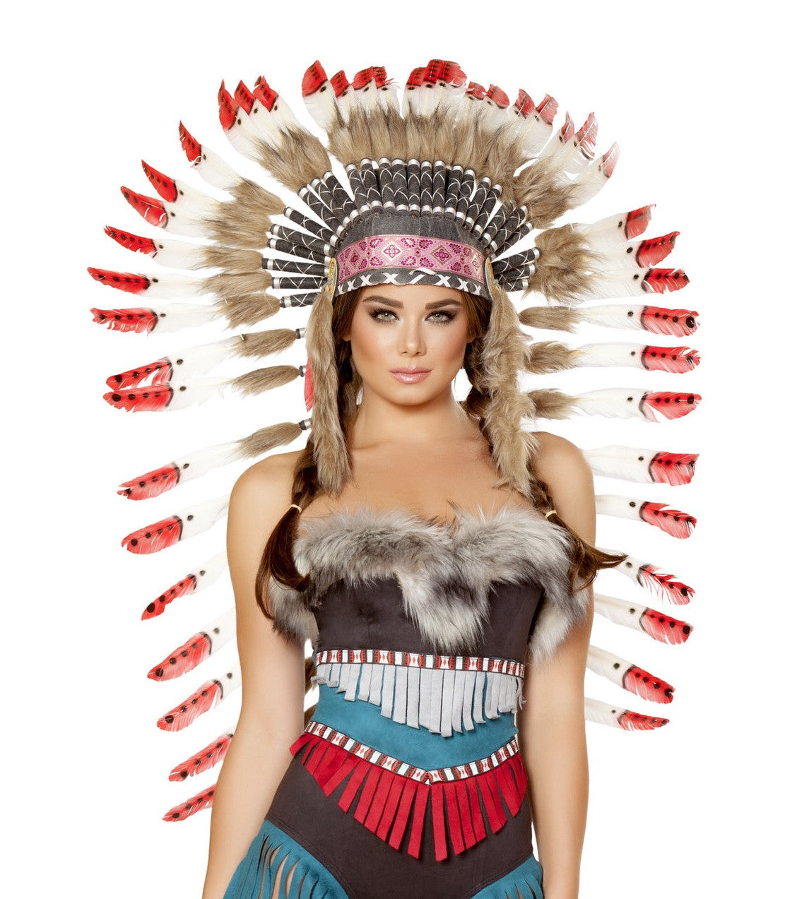 H4727 - Indian Headdress with Red TipsIndian Headdress with Red Tips