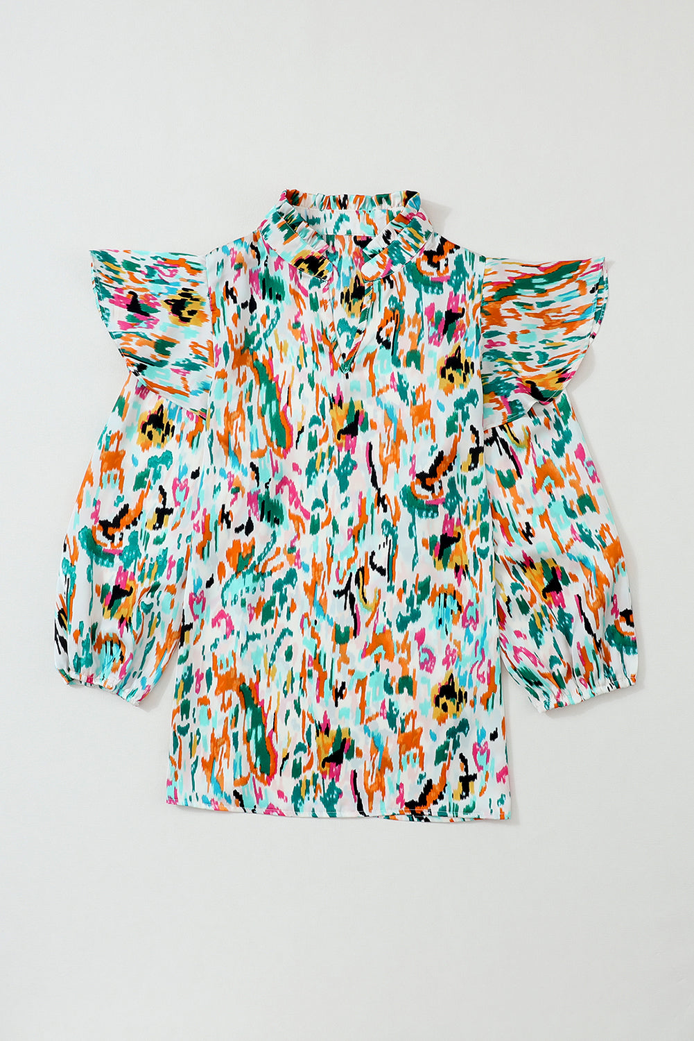 Multicolor Abstract Print 3/4 Puff Sleeve Ruffle BlouseMaterial:100%Polyester



		Elevate your style with this eye-catching multicolor abstract print blouse. 
	
	
		It's a well-received fashion choice. 
	
	
		Th