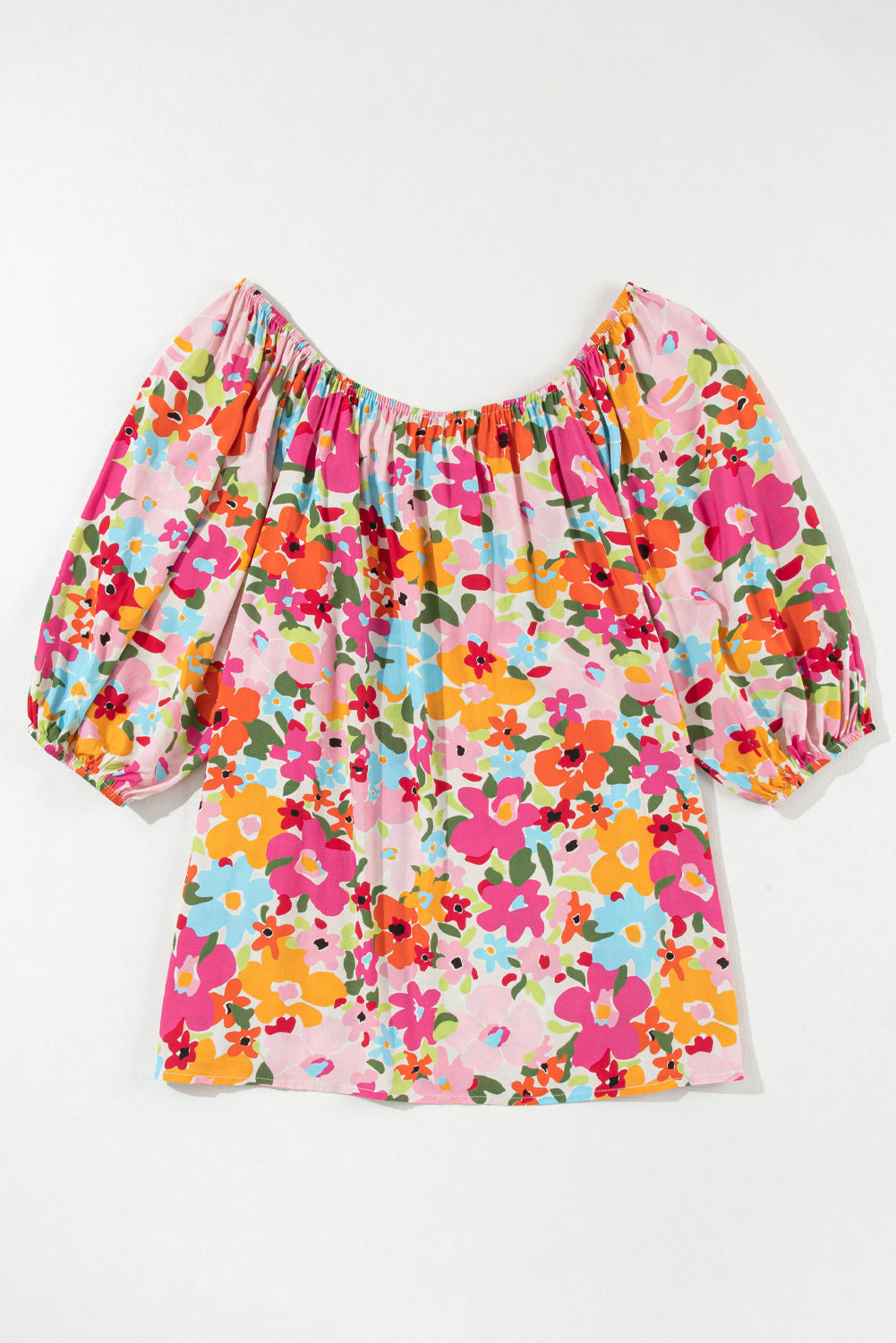 Red 60s Floral Print Puff Sleeve Pleated Elastic Neckline BlouseMaterial:100%Viscose



		This loose blouse allows for ease of movement and makes it a versatile piece
	
	
		The floral print is perfect for adding a pop of pri