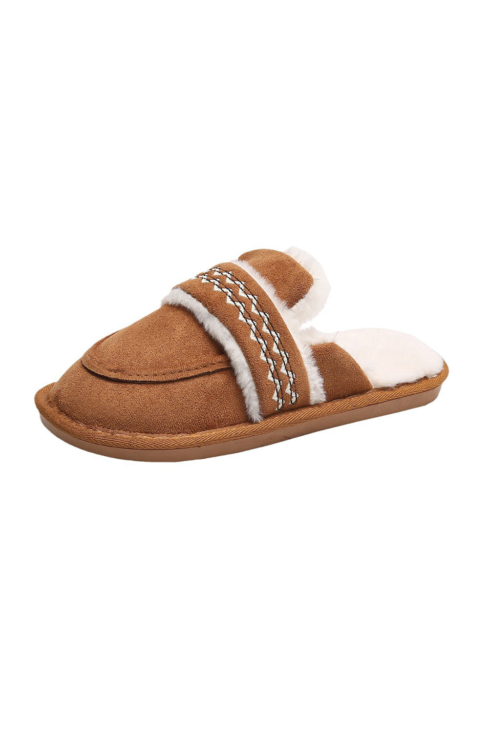 Chestnut Suede Wavy Striped Plush Lined Home SlippersThe plush lining ensures ultimate comfort and warmth during chilly evenings.
	
	
		Slip-on style for convenience and ease of wear, perfect for lounging around the