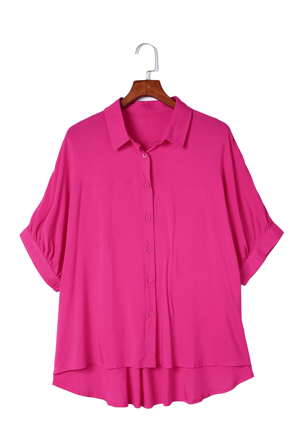 Rose Casual Dolman Oversize Button BlouseMaterial:100%Viscose


	


		The
oversized blouse is suitable for all kinds of body shapes and makes the wearers
feel slender.
	
	
		Made
from soft, lightw