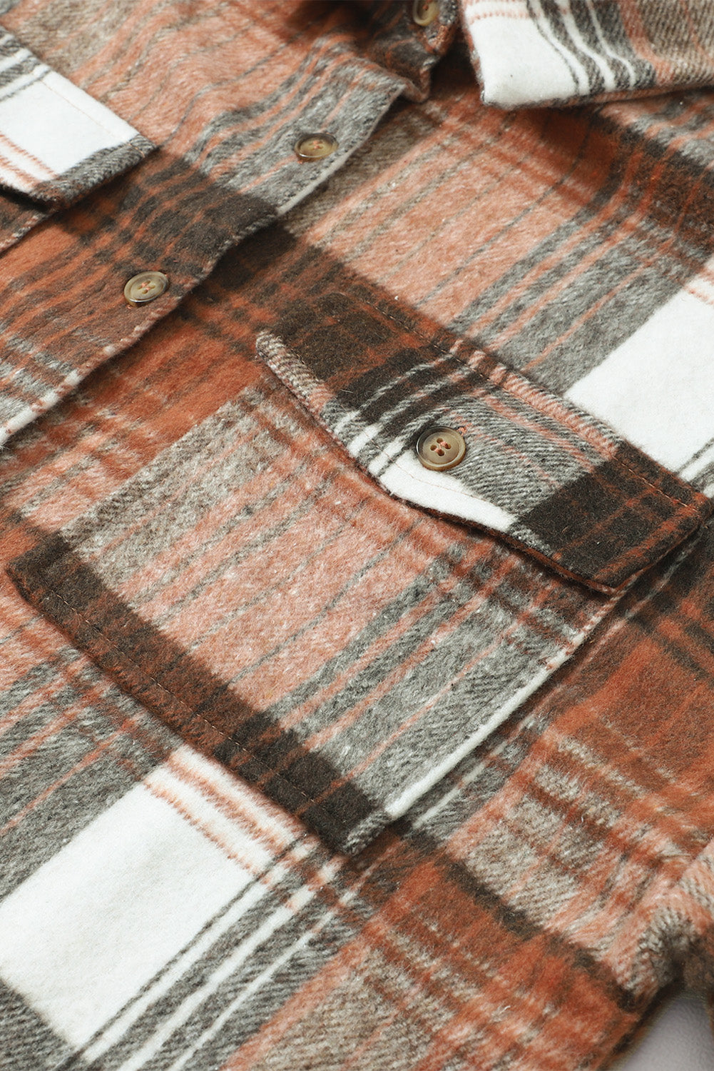 Grey Plaid Button Up Collared Flannel Shacket