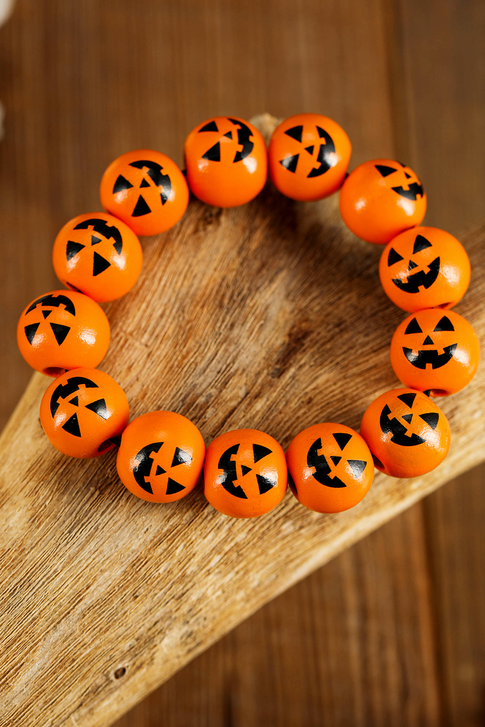 Russet Orange Halloween Pumpkin Beaded Bracelet