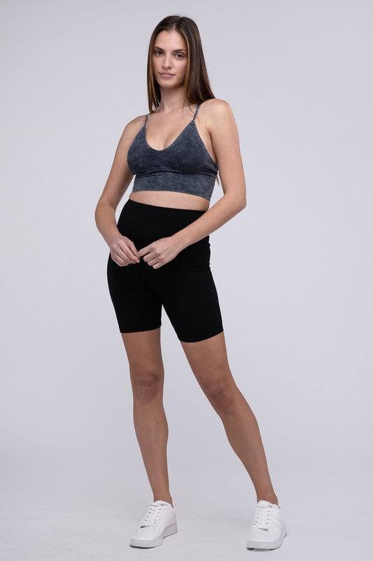 Washed Ribbed Bra Padded Tank TopIntroducing our Washed Ribbed Bra Padded Tank Top, designed to combine comfort and style seamlessly. Crafted from washed ribbed fabric, this tank top offers a soft a