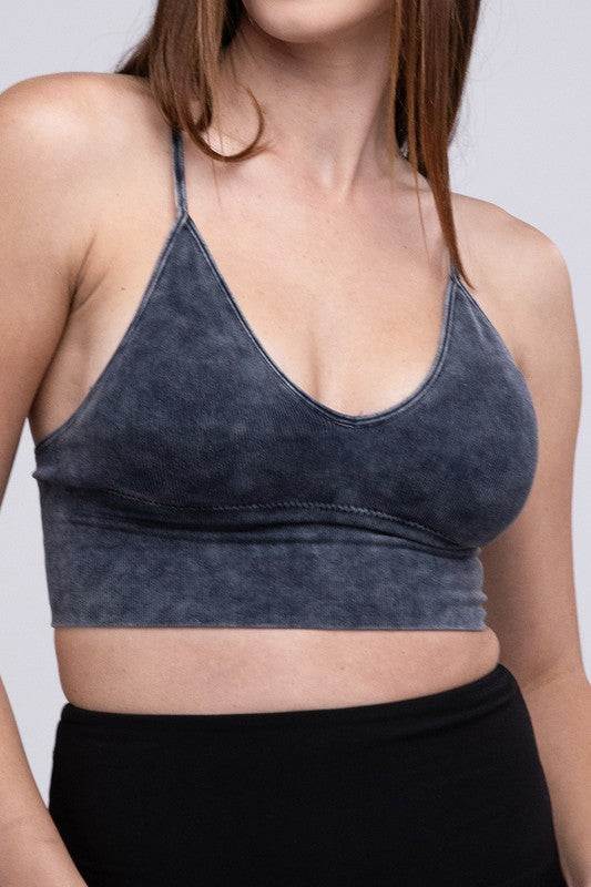 Washed Ribbed Bra Padded Tank TopIntroducing our Washed Ribbed Bra Padded Tank Top, designed to combine comfort and style seamlessly. Crafted from washed ribbed fabric, this tank top offers a soft a