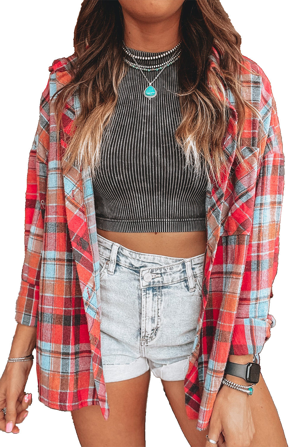 Red Plaid Print Drop Sleeve Loose ShirtMaterial:100%Cotton

• Add a touch of classic charm to your wardrobe with our shirt, featuring a stylish plaid pattern that effortlessly elevates any casual look.
