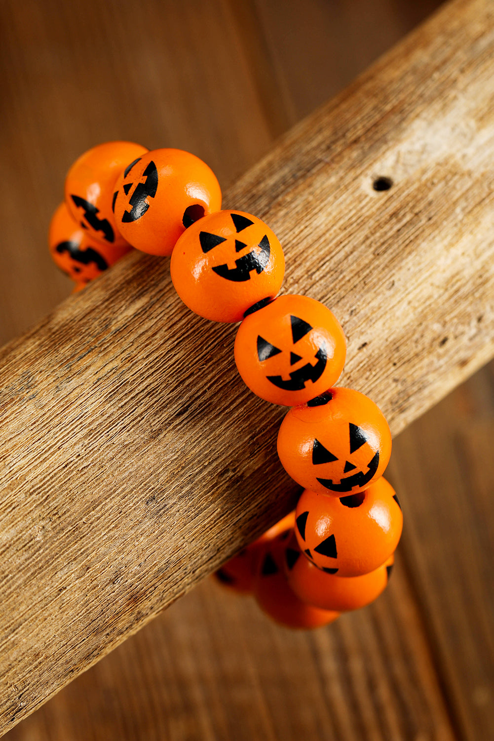 Russet Orange Halloween Pumpkin Beaded Bracelet