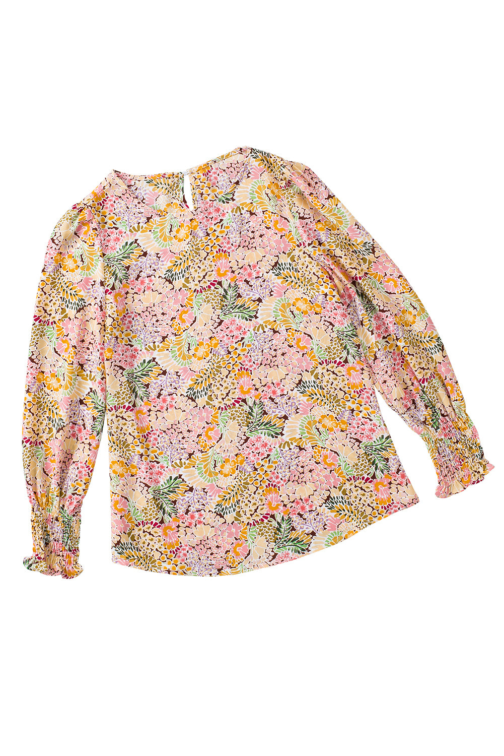 Multicolor Floral Print Smocked Cuffs Long Sleeve BlouseMaterial:100%Polyester


	

			The Floral Print Smocked Cuffs Long Sleeve Blouse is a feminine and elegant addition to any wardrobe. Its delicate floral print and