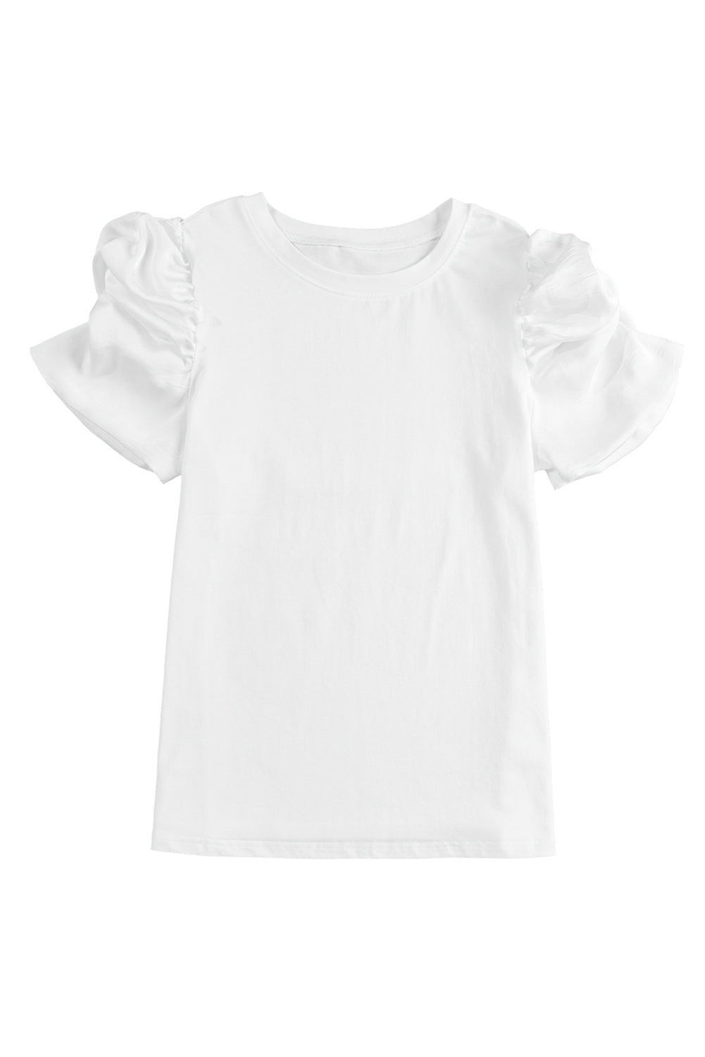 White Ruched Puff Sleeve Solid Color BlouseMaterial:95%Cotton+5%Elastane


	


		The blouse is made from a soft and comfortable fabric, ensuring a pleasant and cozy wearing experience.
	
	
		With its r