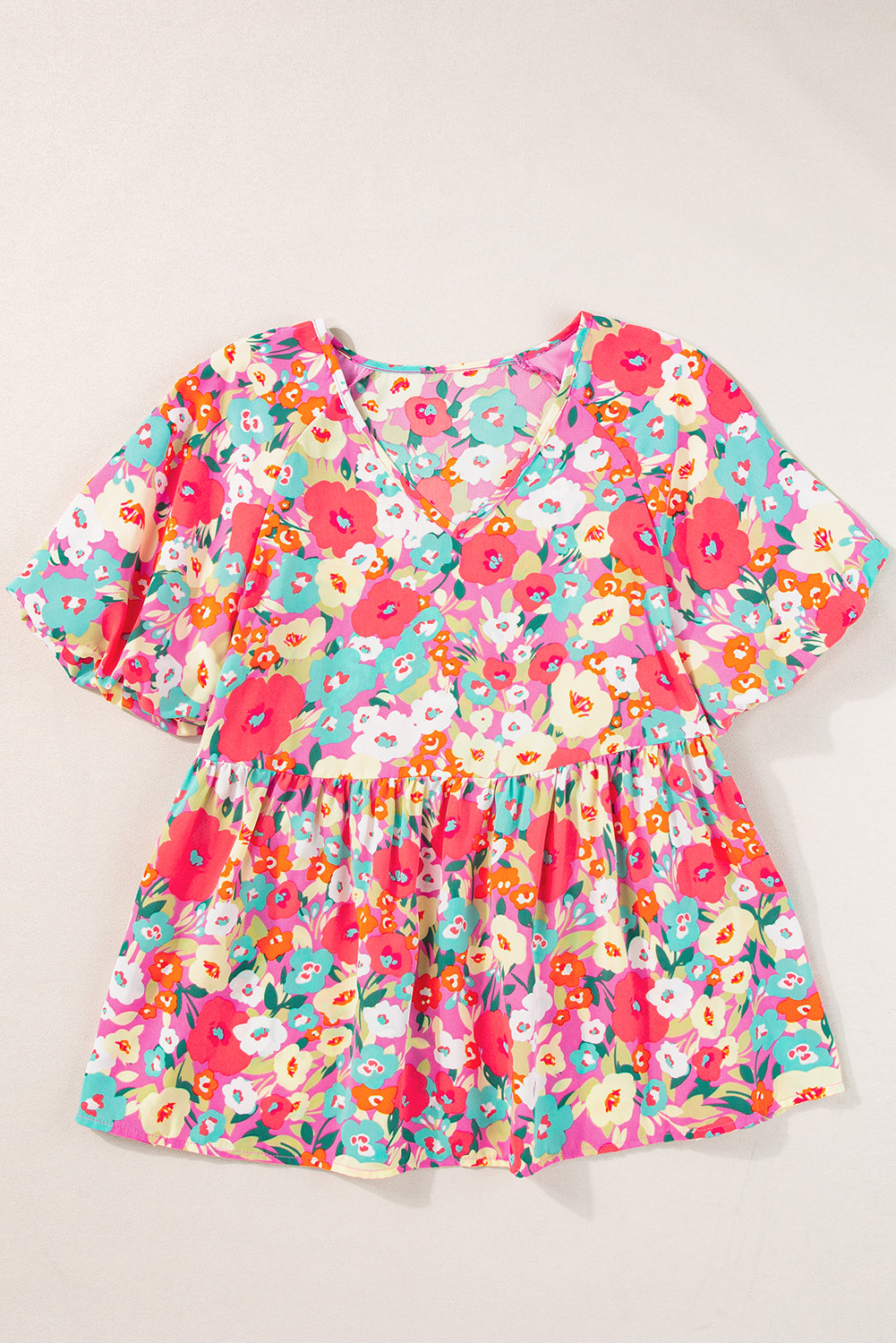 Multicolour Boho Floral Short Puff Sleeve Babydoll BlouseMaterial:100%Polyester



		This blouse features a chic boho vibes with charming floral print all over
	
	
		Short puff sleeves add a playful touch
	
	
		The