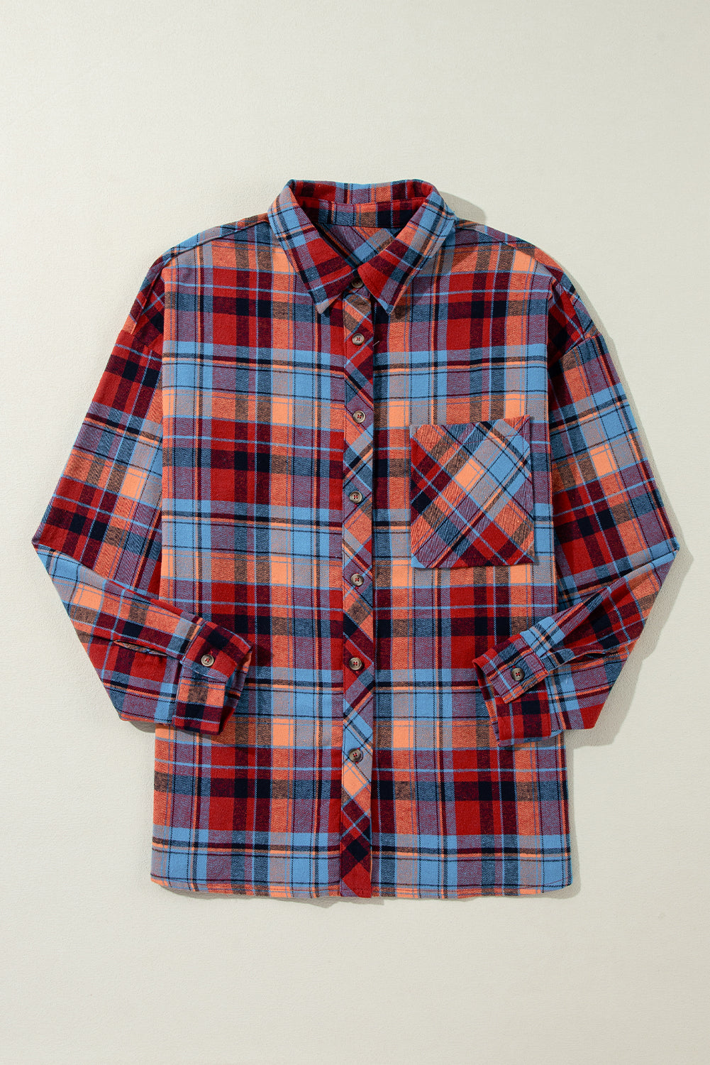 Red Plaid Print Drop Sleeve Loose ShirtMaterial:100%Cotton

• Add a touch of classic charm to your wardrobe with our shirt, featuring a stylish plaid pattern that effortlessly elevates any casual look.
