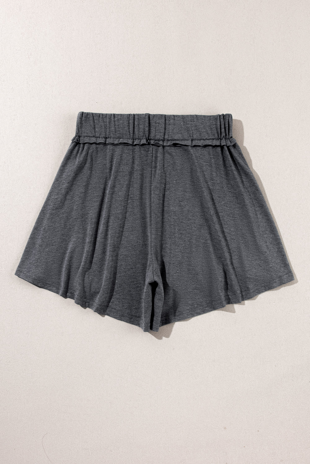 Gray Elastic Waist Side Pocket Culotte Shorts