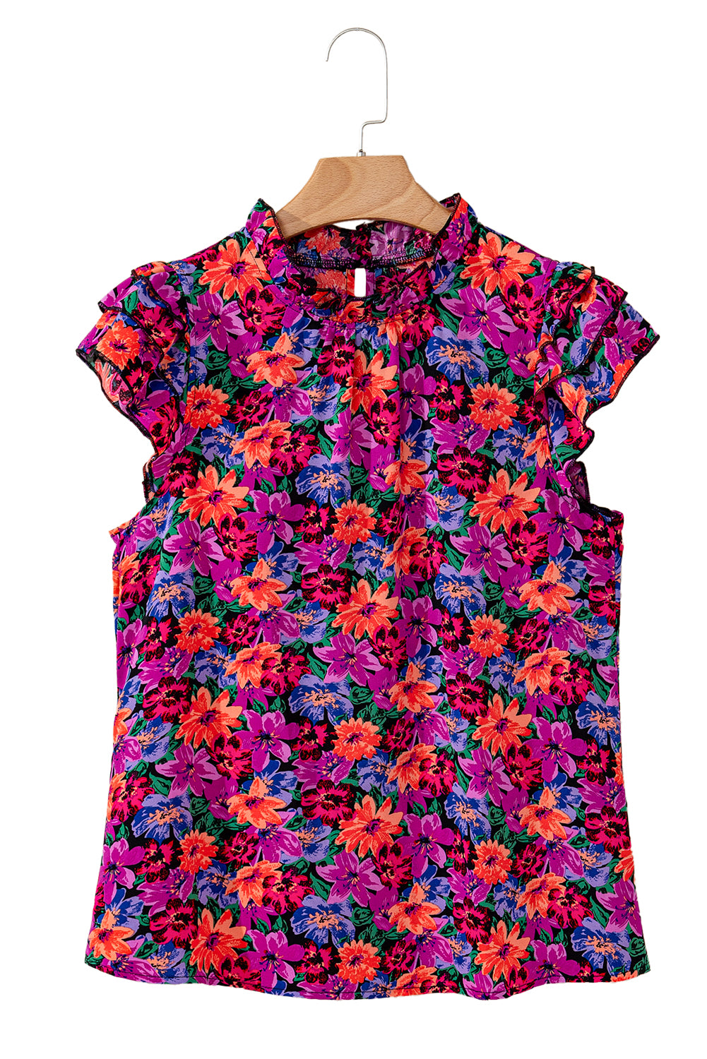 Multicolor Boho Floral Print Ruffle Sleeve BlouseMaterial:100%Polyester



		The blouse features a vibrant and playful boho floral print, adding a touch of color and bohemian charm to your wardrobe.
	
	
		With