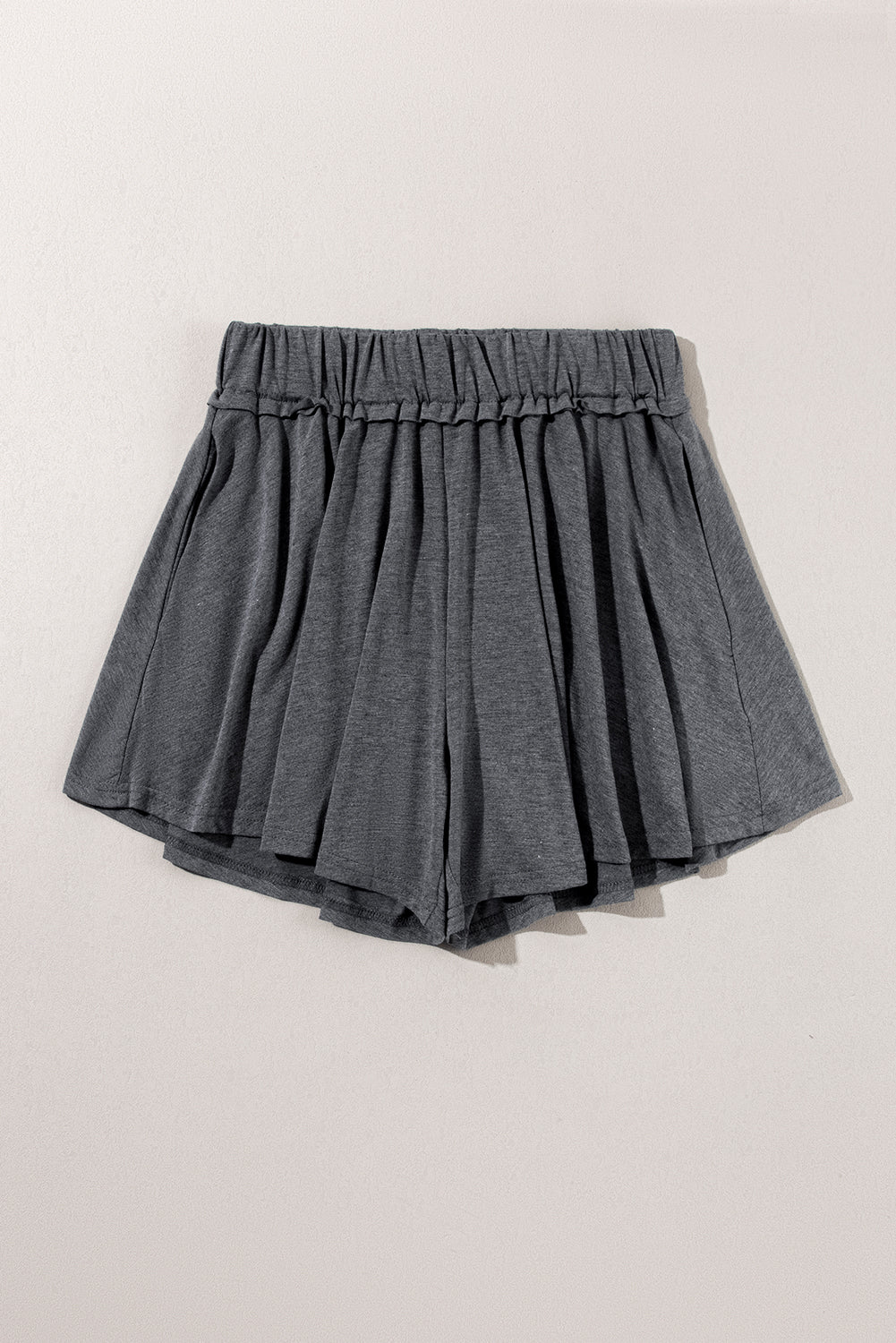 Gray Elastic Waist Side Pocket Culotte Shorts