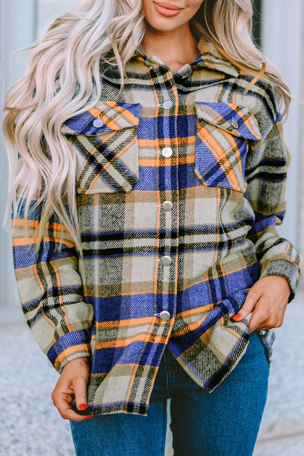 Khaki Plaid Print Casual Button Up Pocket ShacketMaterial:100%Polyester



		Sweet yet rugged plaid details adorn this cozy shirt
	
	
		Designed with a button front, long sleeves, large front pockets &amp; an 