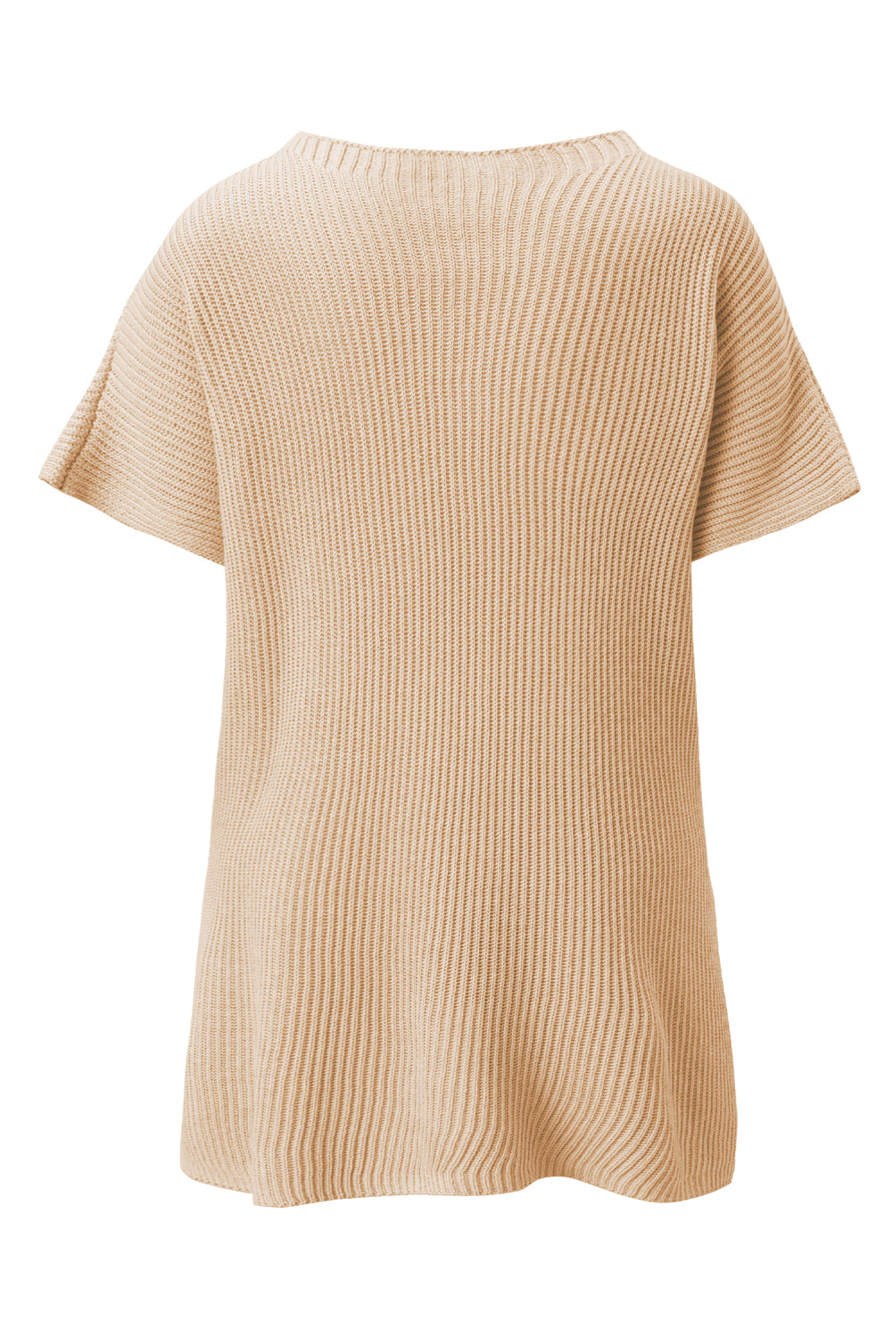 Apricot Side Slit Short Sleeve Oversized SweaterMaterial:55%Acrylic+45%Cotton



		The sweater is a comfortable and chic addition to your wardrobe. Made from breathable, lightweight, and stretchy knitted fabric,