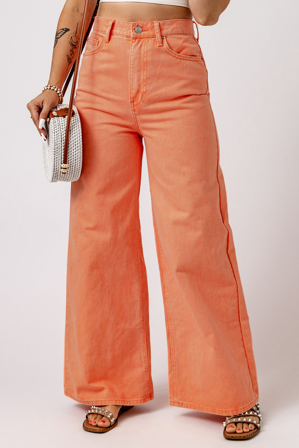 Orange Acid Wash Casual High Waist Wide Leg JeansMaterial:98%Cotton+2%Elastane


	

			Step into the world of high fashion and make a bold statement with these wide leg jeans that effortlessly capture attention 