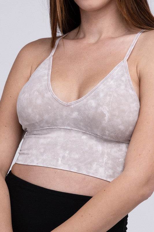 Washed Ribbed Bra Padded Tank TopIntroducing our Washed Ribbed Bra Padded Tank Top, designed to combine comfort and style seamlessly. Crafted from washed ribbed fabric, this tank top offers a soft a