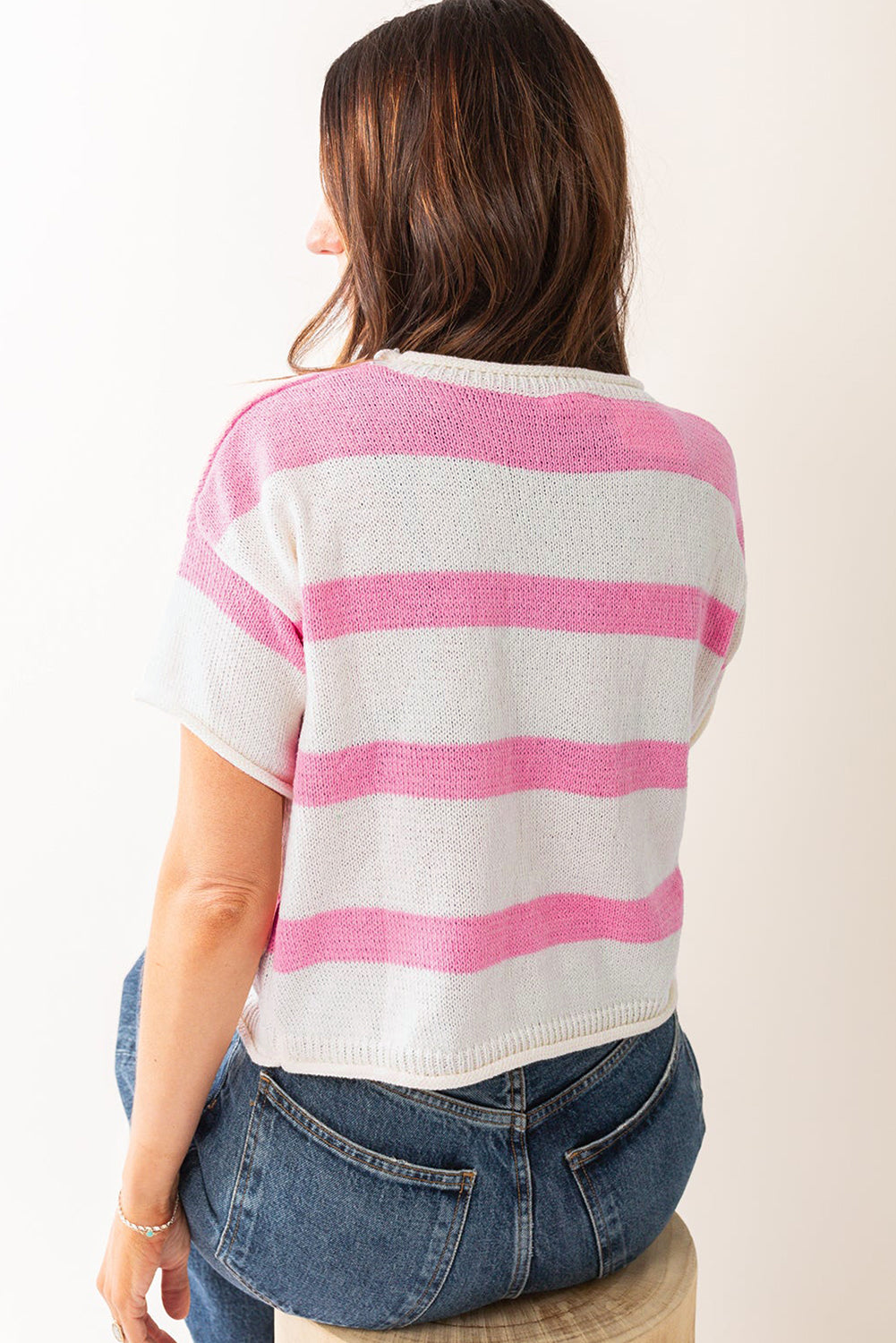 Khaki Striped Drop Shoulder Knitted TopMaterial:50%Viscose+28%Polyester+22%Polyamide

• Effortlessly stylish and comfortable, this striped top blends a casual vibe with a touch of sophistication, perfect