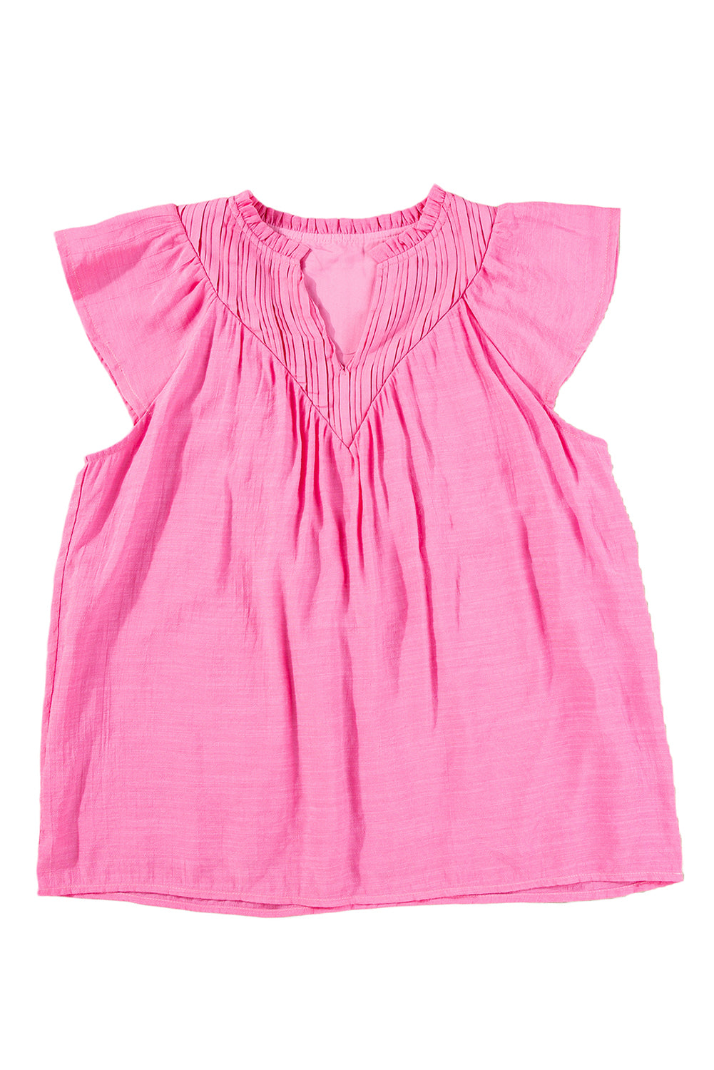 Bright Pink Frill V Neck Splicing Pleated BlouseMaterial:65%Viscose+35%Polyester



		Elevate your wardrobe with our blouse, a versatile and stylish piece that exudes sophistication and charm.
	
	
		This blou