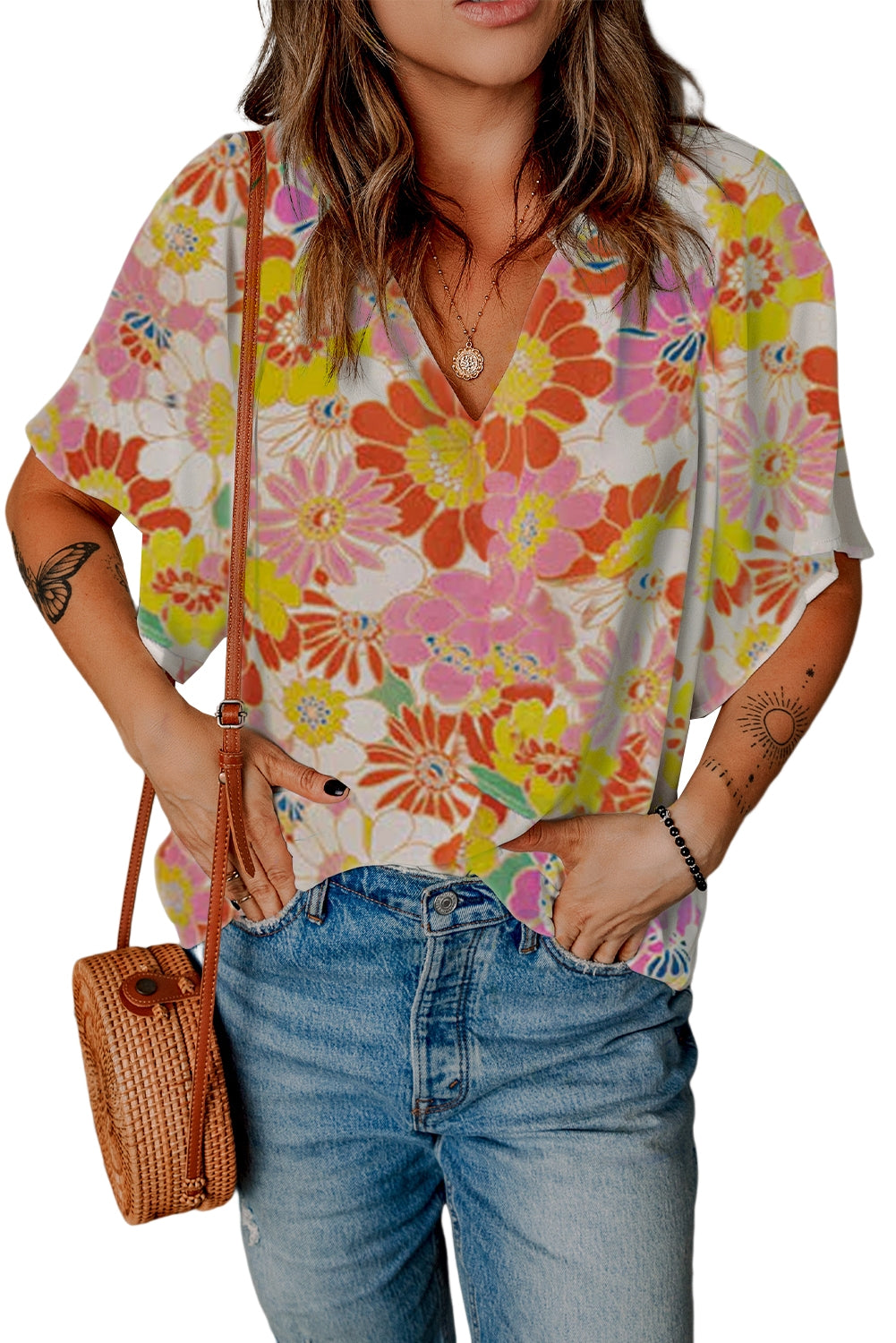 Multicolor Abstract Print Flutter Sleeve V Neck BlouseMaterial:100%Polyester



		Flutter sleeves for a feminine touch.
	
	
		V-neckline adds a flattering silhouette.
	
	
		Lightweight and breathable fabric for 