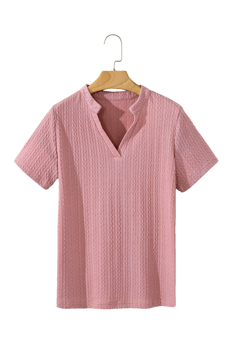 Pink Twisted Textured V-Neck Short Sleeve BlouseMaterial:97%Polyester+3%Elastane



		The blouse is a stylish and versatile top that adds a touch of sophistication to any outfit.
	
	
		With its twisted textur