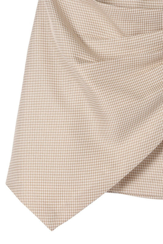 Hound tooth shirred wrap skirt- Hound tooth shirred wrap skirt- Pattern type : hound tooth pattern- Stretch : no stretch- Sheer : lined, no see through - Care instruction : machine wash cold, onl