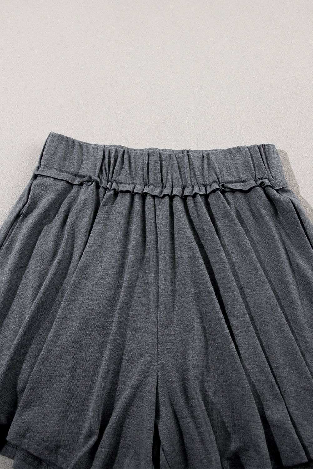 Gray Elastic Waist Side Pocket Culotte Shorts