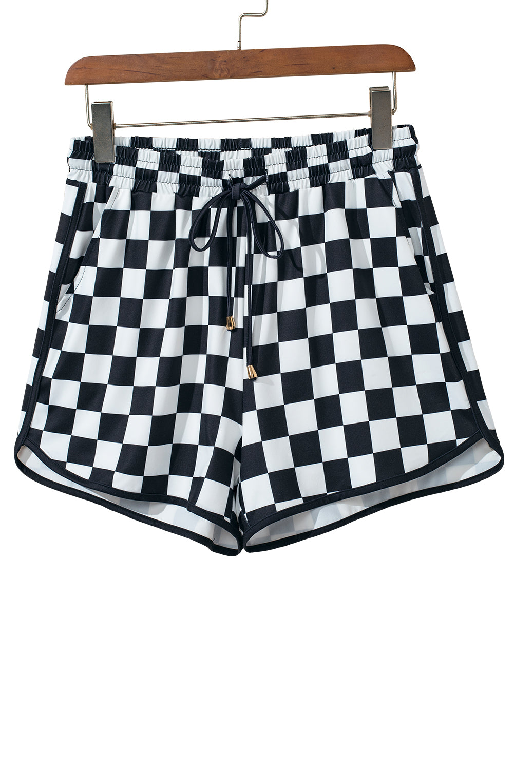 Rose Checkered Drawstring Elastic Waist Casual ShortsMaterial:95%Polyester+5%Elastane

• Embrace a sporty-chic look with our shorts, blending trendy plaid patterns with a comfortable elastic waistband.
• Stay practic