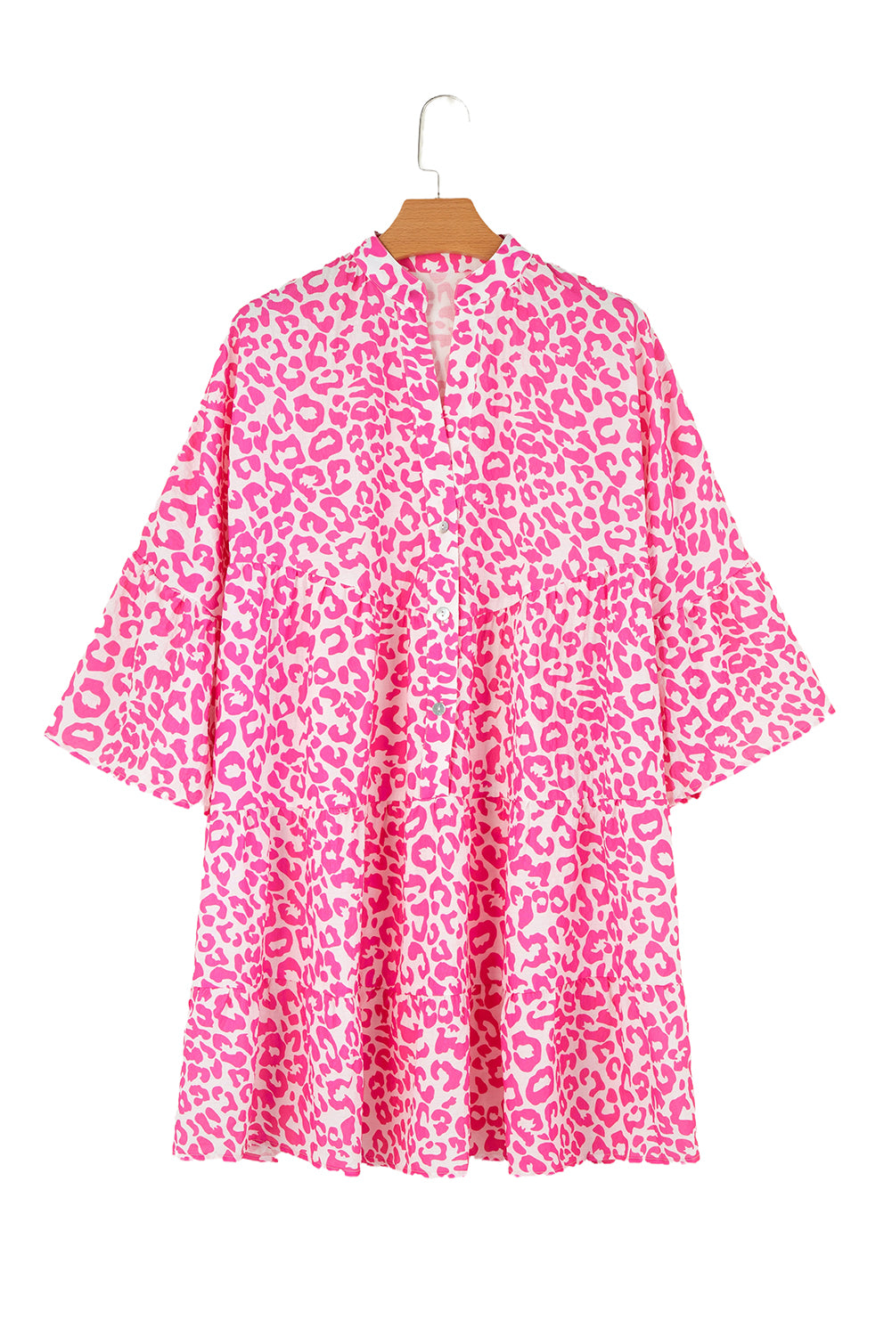 Bright Pink Leopard Print Flounce Sleeve Mini DressMaterial:100%Polyester

• Stand out in style with our mini dress, perfect for both casual outings and special occasions.
• The vibrant pink hue of this dress compl