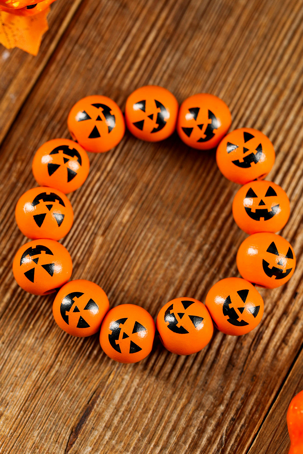 Russet Orange Halloween Pumpkin Beaded Bracelet