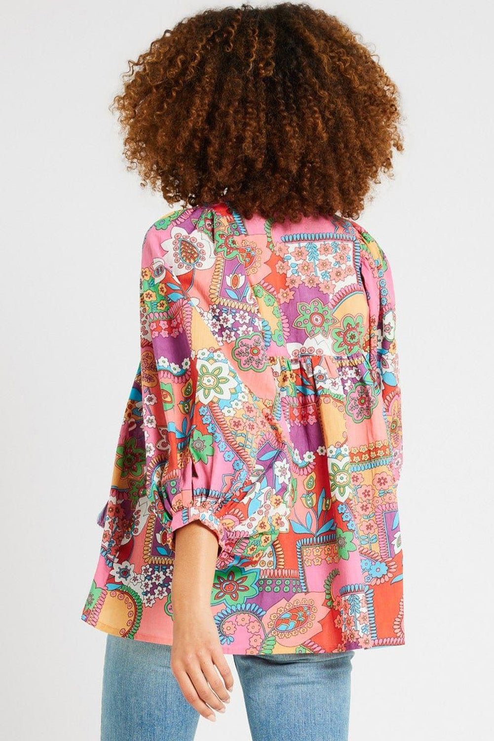 Multicolour Boho Floral Tie V Neck Pleated Blouse• Embrace a vibrant bohemian style with our blouse, featuring a playful fringe detail that adds a touch of whimsy to your ensemble.
• The intricate floral print des