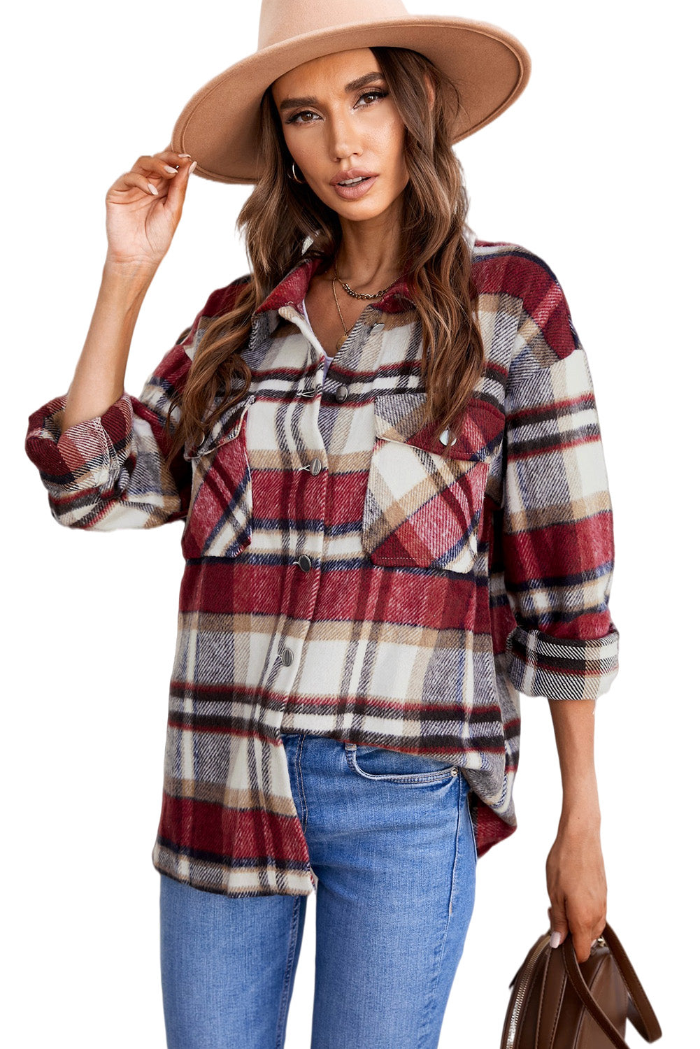 Khaki Plaid Print Casual Button Up Pocket ShacketMaterial:100%Polyester



		Sweet yet rugged plaid details adorn this cozy shirt
	
	
		Designed with a button front, long sleeves, large front pockets &amp; an 