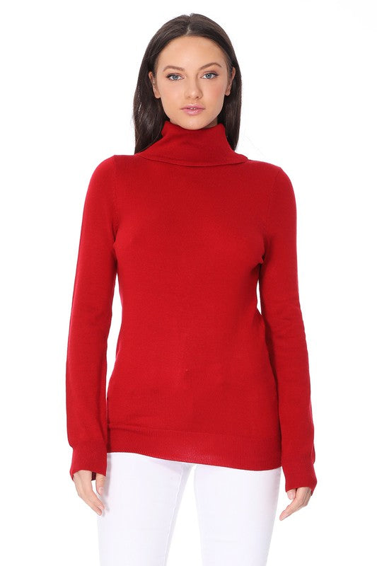 Turtleneck Spandex Stretch Pullover Sweater- Length: 23.75-24.75"- Soft Touch, Light Weight, Spandex Stretch Quality - Contemporary Fit.- Perfect for everyday wear, school, work and travel. - Ribbed detailing