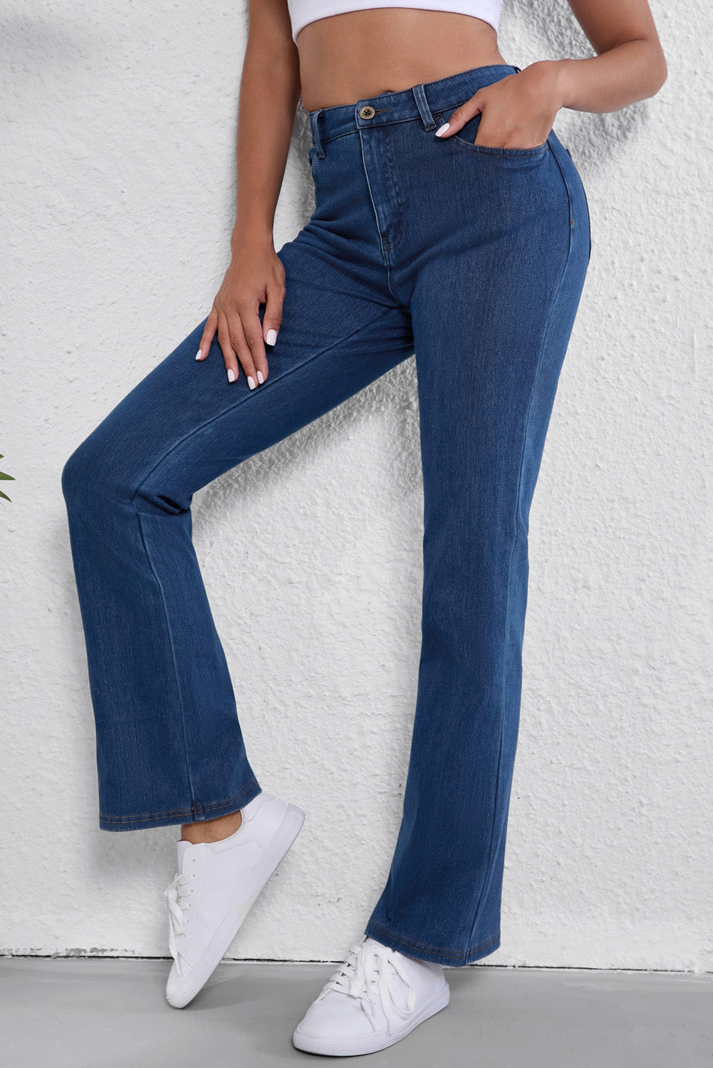 Ashleigh Blue Casual Mid Waist Stretchy Knit Bootcut Jeans