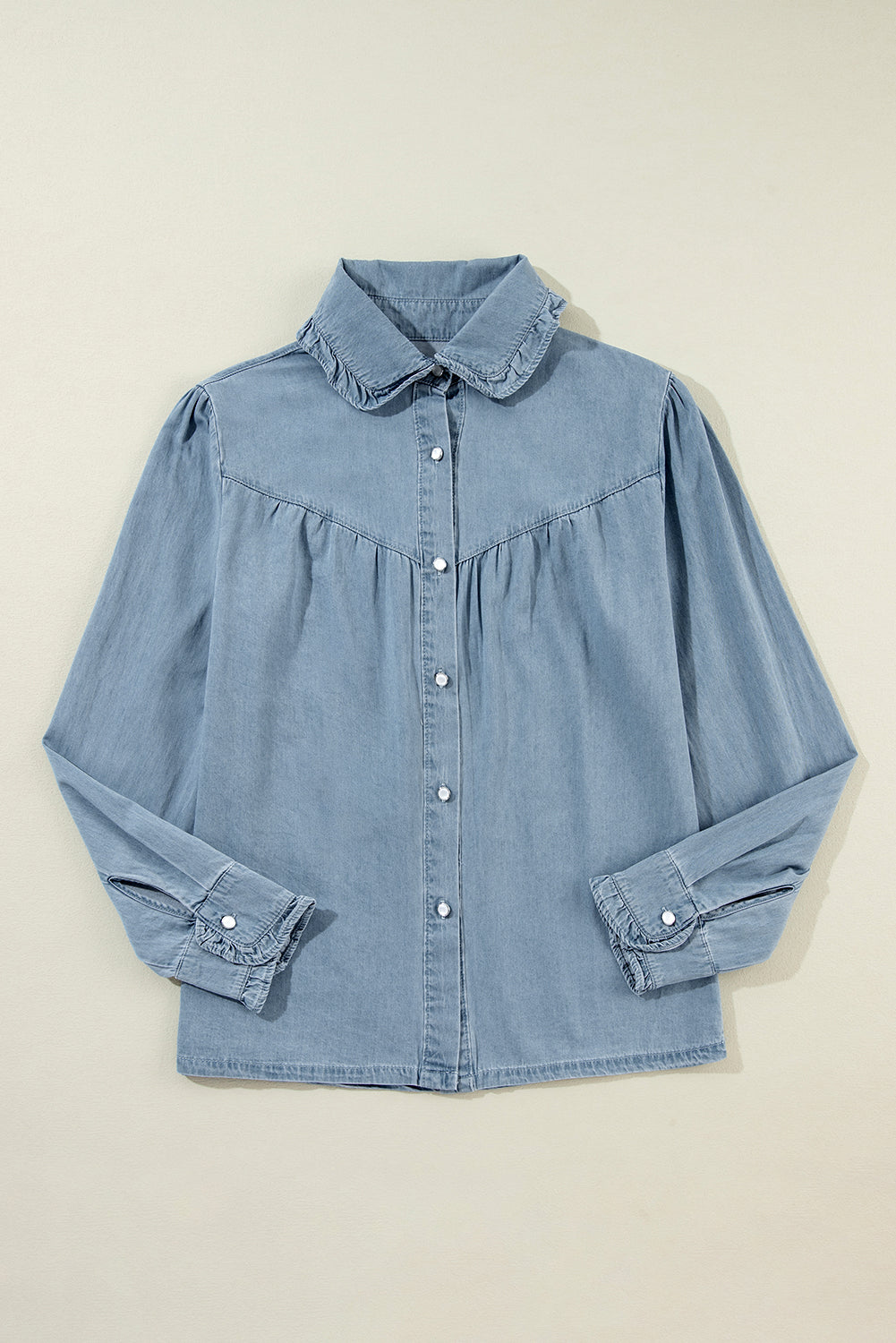 Dusk Blue Turn Down Collar Chambray Shirt