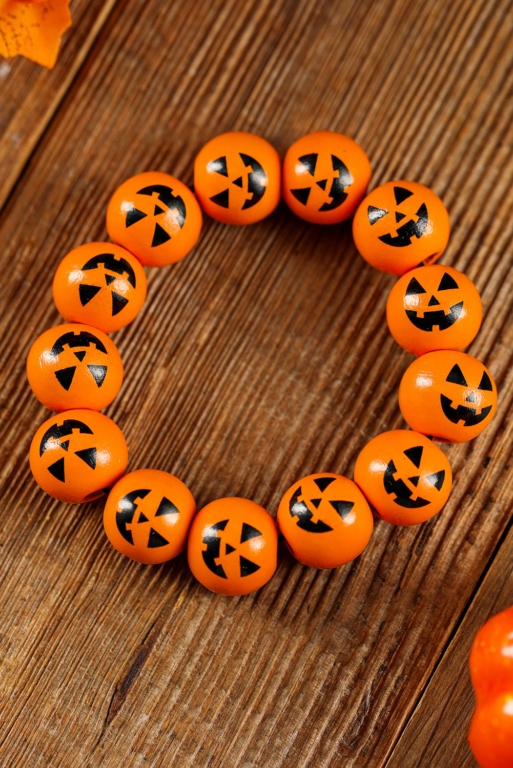 Russet Orange Halloween Pumpkin Beaded Bracelet