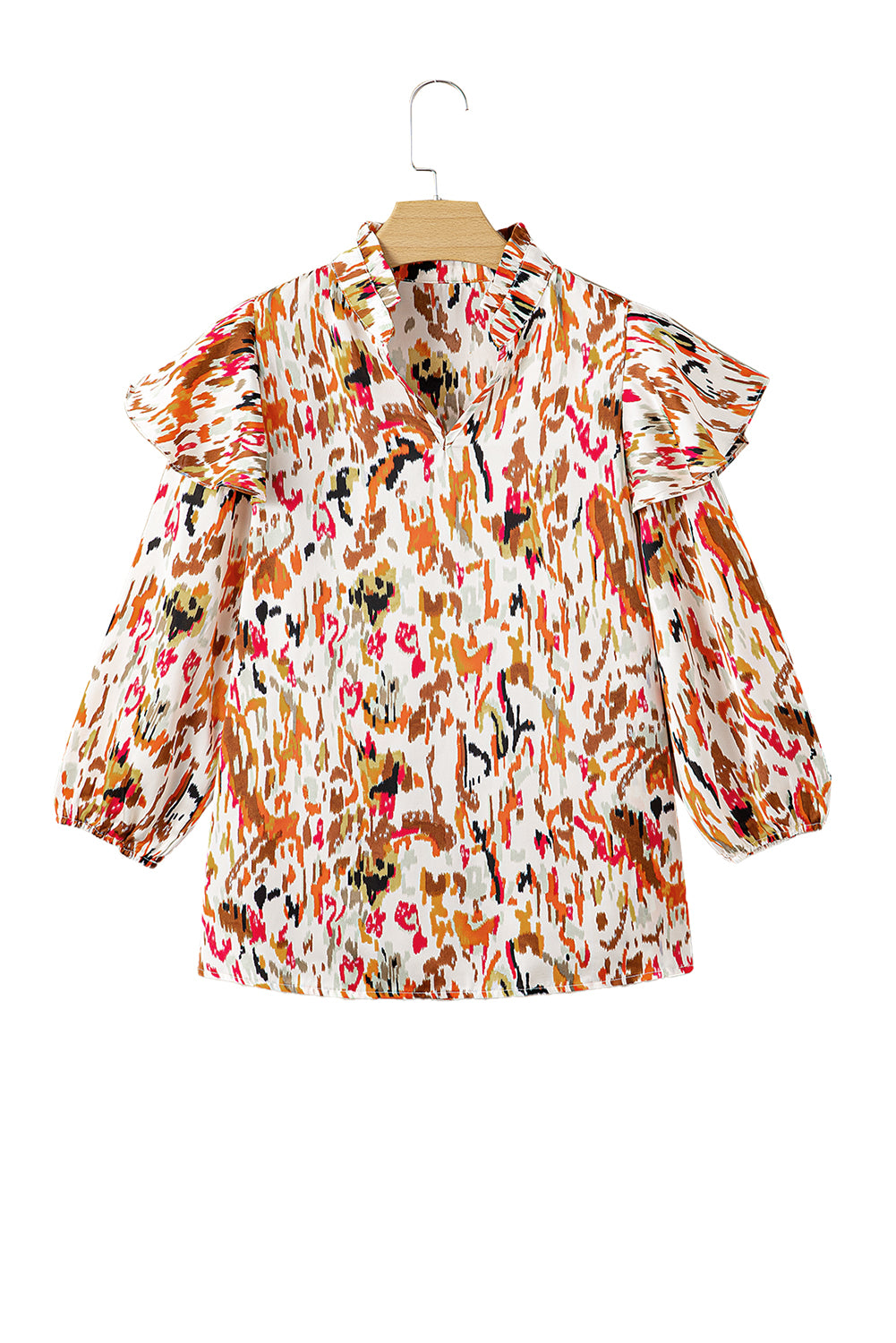 Multicolor Abstract Print 3/4 Puff Sleeve Ruffle BlouseMaterial:100%Polyester



		Elevate your style with this eye-catching multicolor abstract print blouse. 
	
	
		It's a well-received fashion choice. 
	
	
		Th