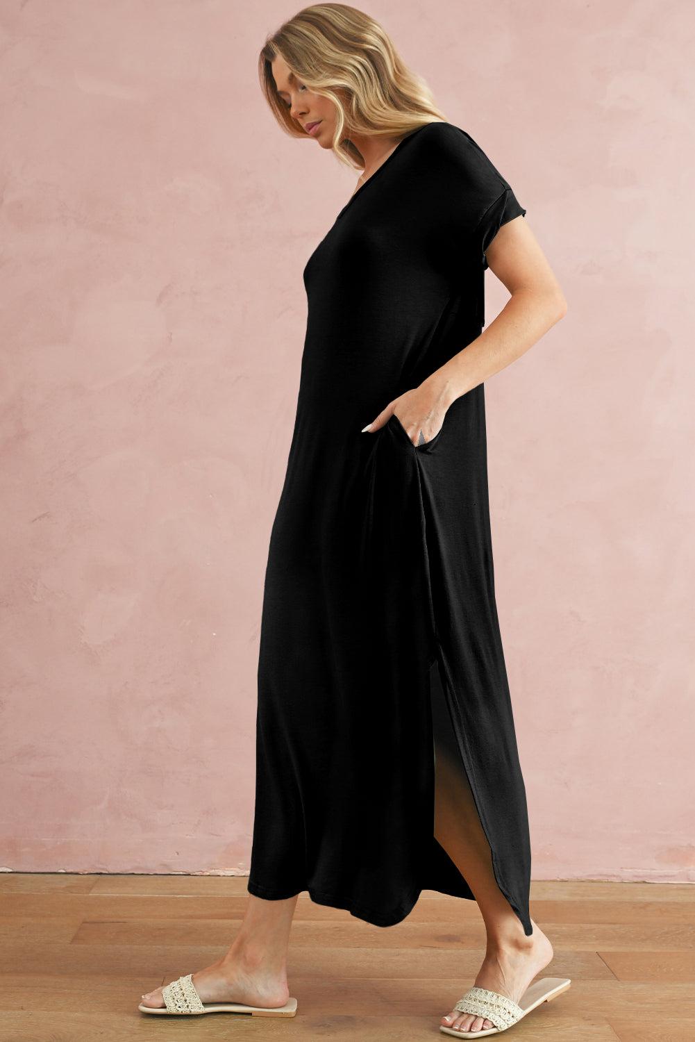 Grass Green Solid Color Hidden Pocket V Neck Slit Maxi DressMaterial:65%Polyester+30%Viscose+5%Elastane



		The maxi dress is a versatile and stylish piece that combines simplicity with functionality.
	
	
		This dress f