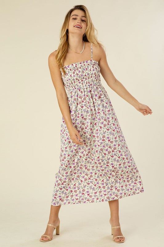 Smocked cami maxi dress- Smocked cami maxi dress- Pattern type : floral print- Sleeve type : sleeveless- Stretch : stretch- Sheer : lined. no see through- Care instruction : machine wash c