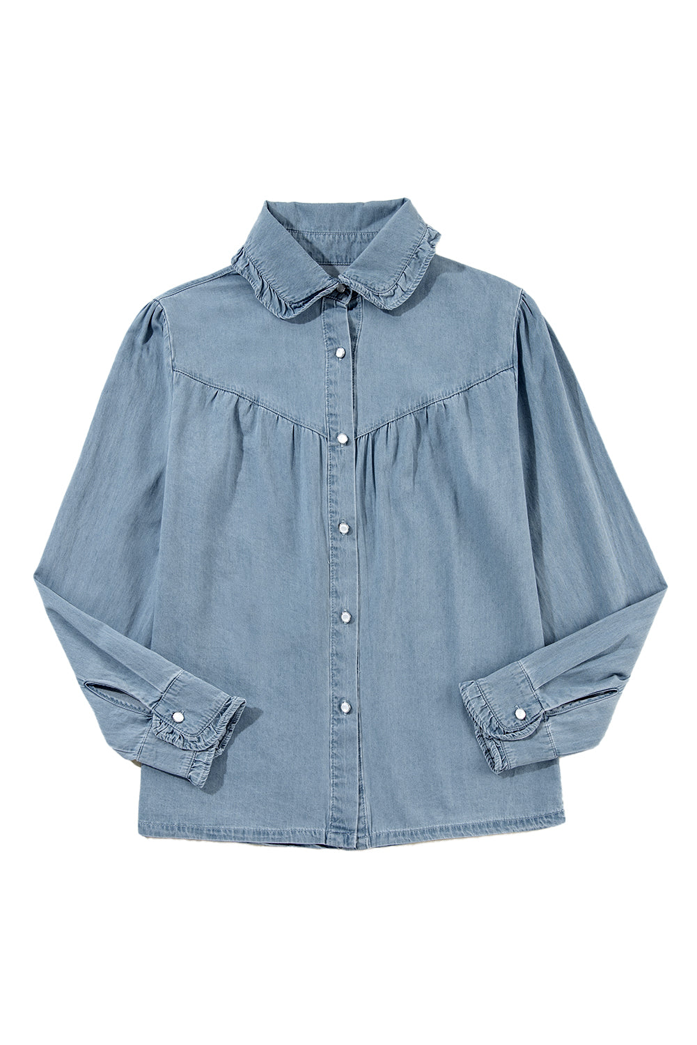 Dusk Blue Turn Down Collar Chambray Shirt