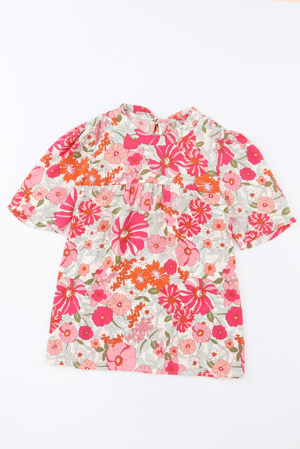 Purple Floral Print Crew Neck Short Sleeve BlouseMaterial:100%Polyester



		This blouse can be ordered in bulk for wholesale purposes.
	
	
		The floral print creates a delicate and romantic look.
	
	
		The