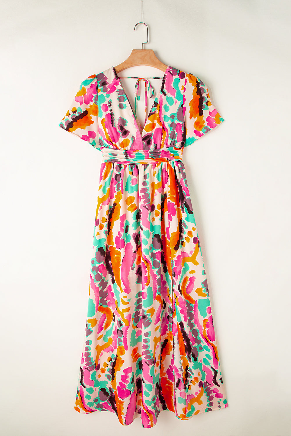 Pink Boho Tie Dye Print V Neck Side Split Maxi DressMaterial:100%Polyester



		The dress features a blend of vibrant colors, creating a unique and stylish look that's perfect for making a bold fashion statement.
	