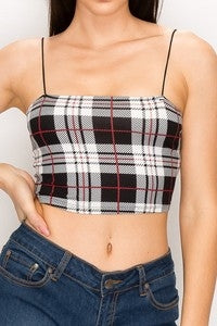 womens plaid cami crop top school girl